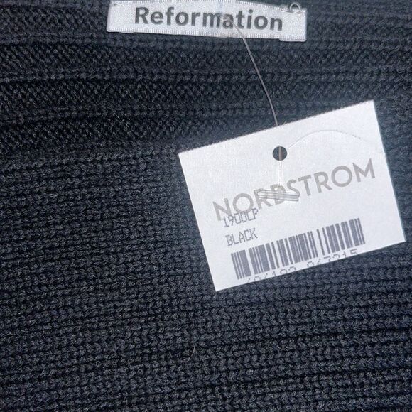 NWT Reformation Cort Short Black Ribbed Knit Boat Neck Pullover Sweater Size XS - Picture 7 of 7